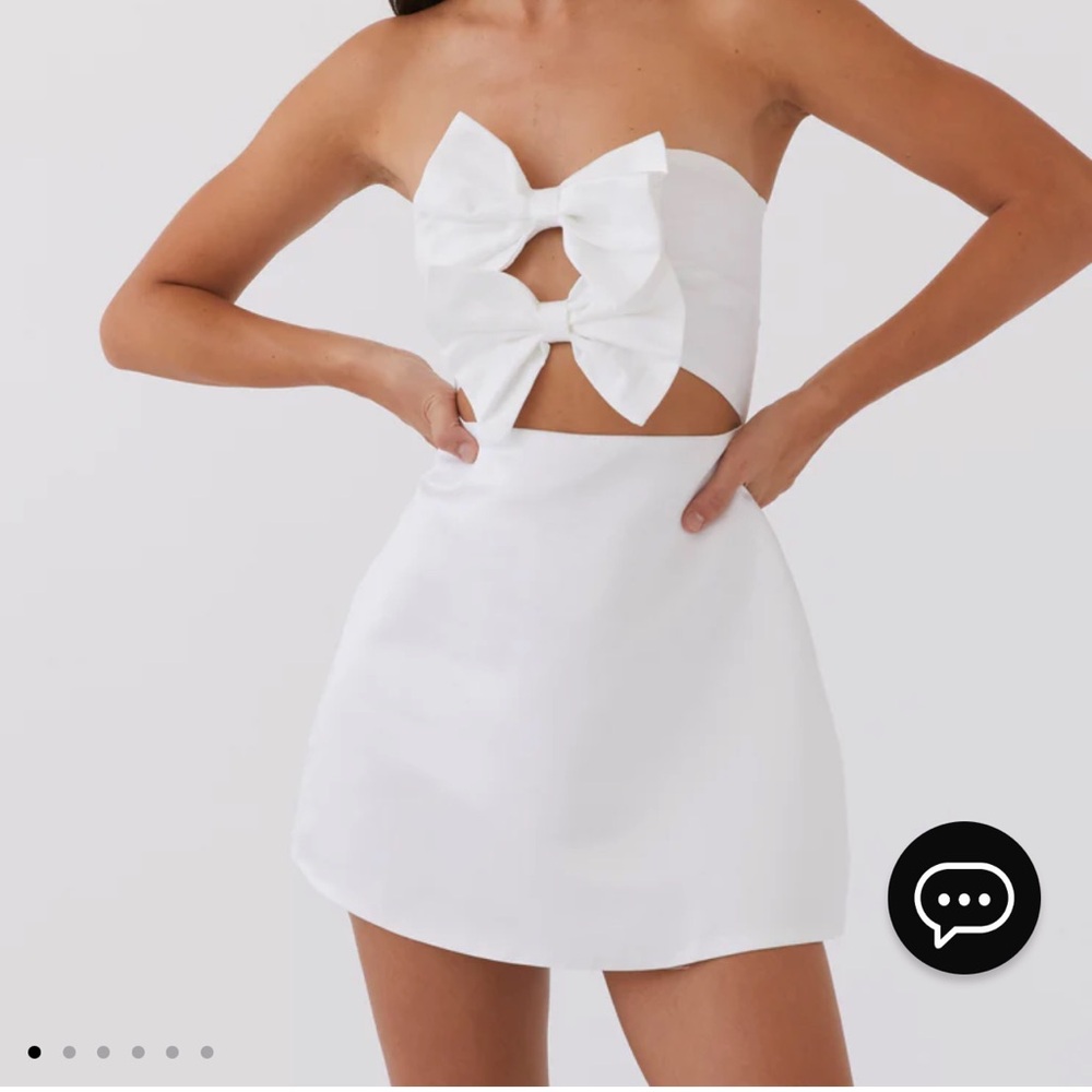 NWT Peppermayo White Strapless Mini Dress with Bow
